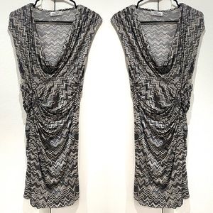 Faust couture silver metallic sleeveless dress size M